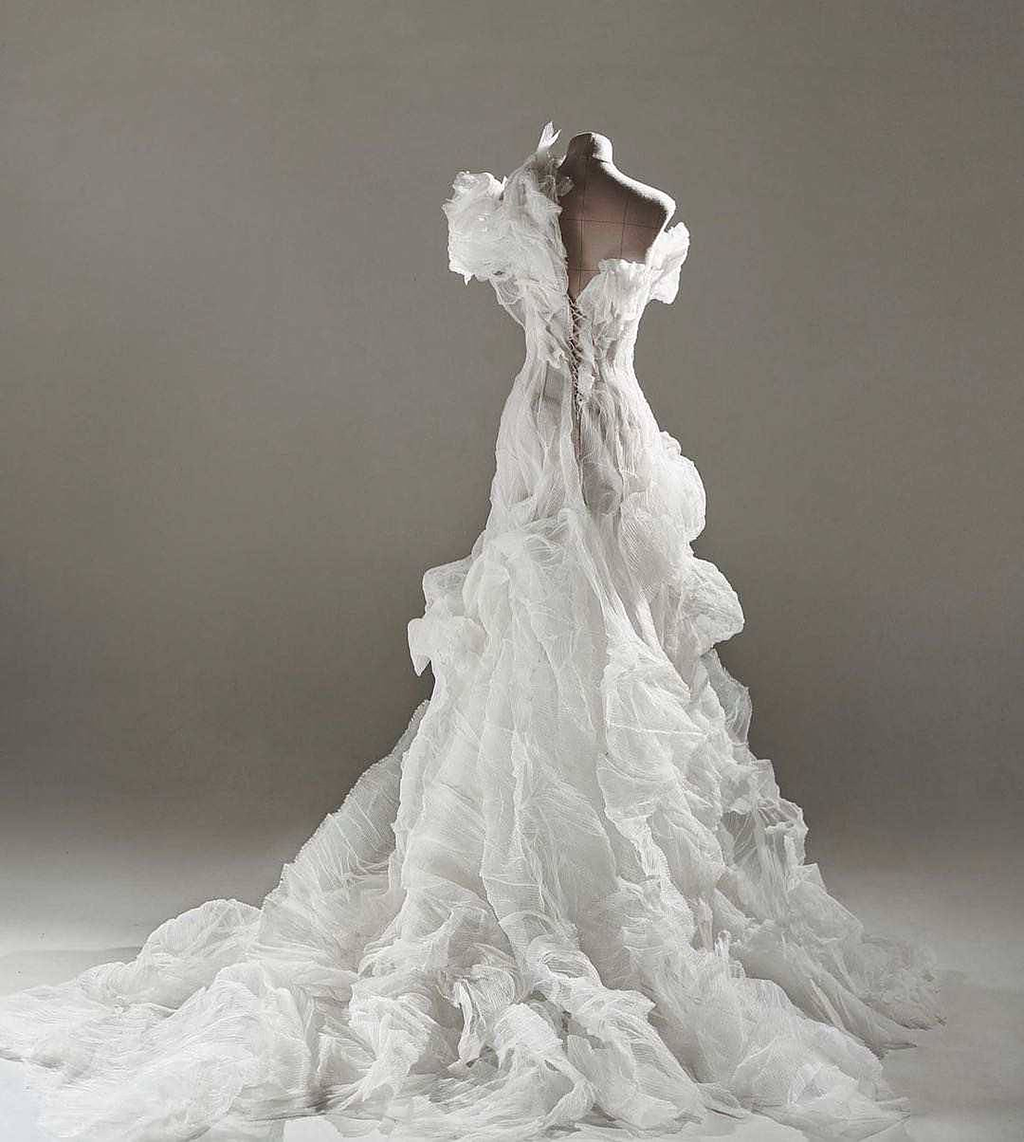 Aureline Ruffle Mermaid Gown — back view