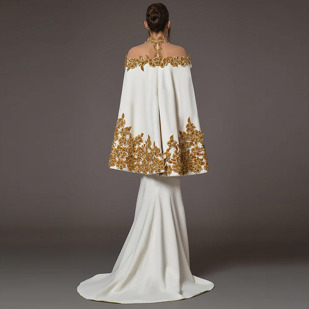 Beatrice Floral Beaded Appliqué A-Line Gown — back view