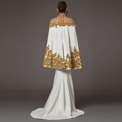Beatrice Floral Beaded Appliqué A-Line Gown — back view