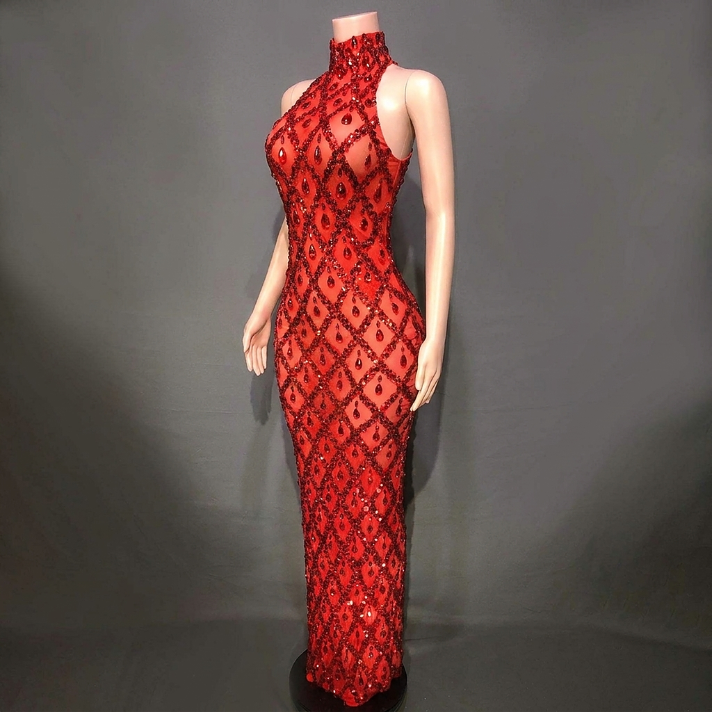 Bianca Crystal Glitter Bodycon Gown — front view