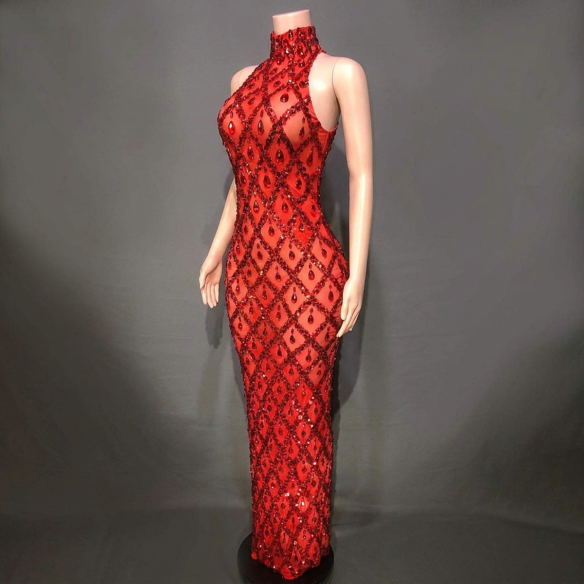 Bianca Crystal Glitter Bodycon Gown — front view