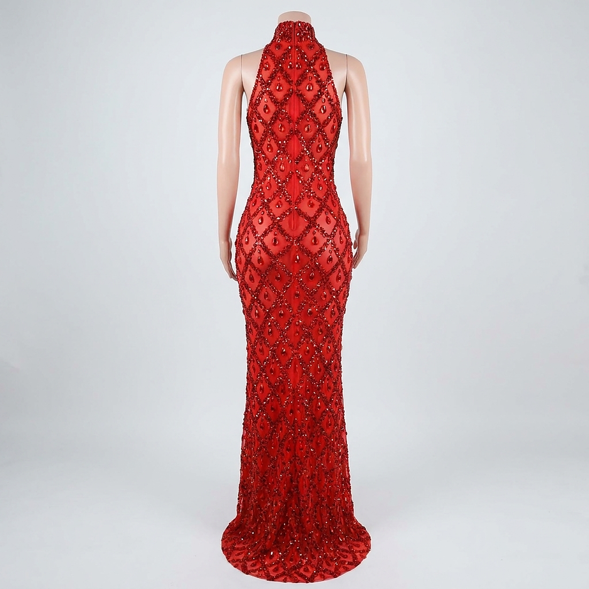 Bianca Crystal Glitter Bodycon Gown — back view
