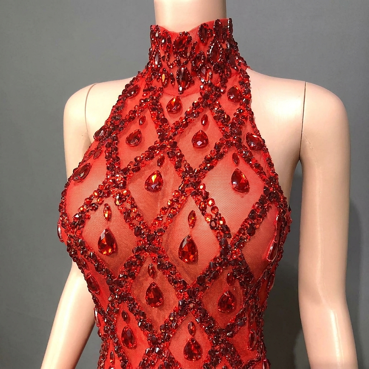 Bianca Crystal Glitter Bodycon Gown — front detail
