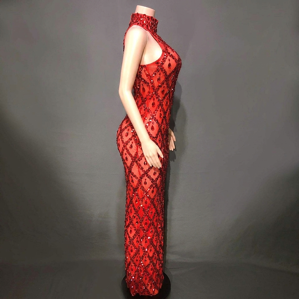 Bianca Crystal Glitter Bodycon Gown — side view