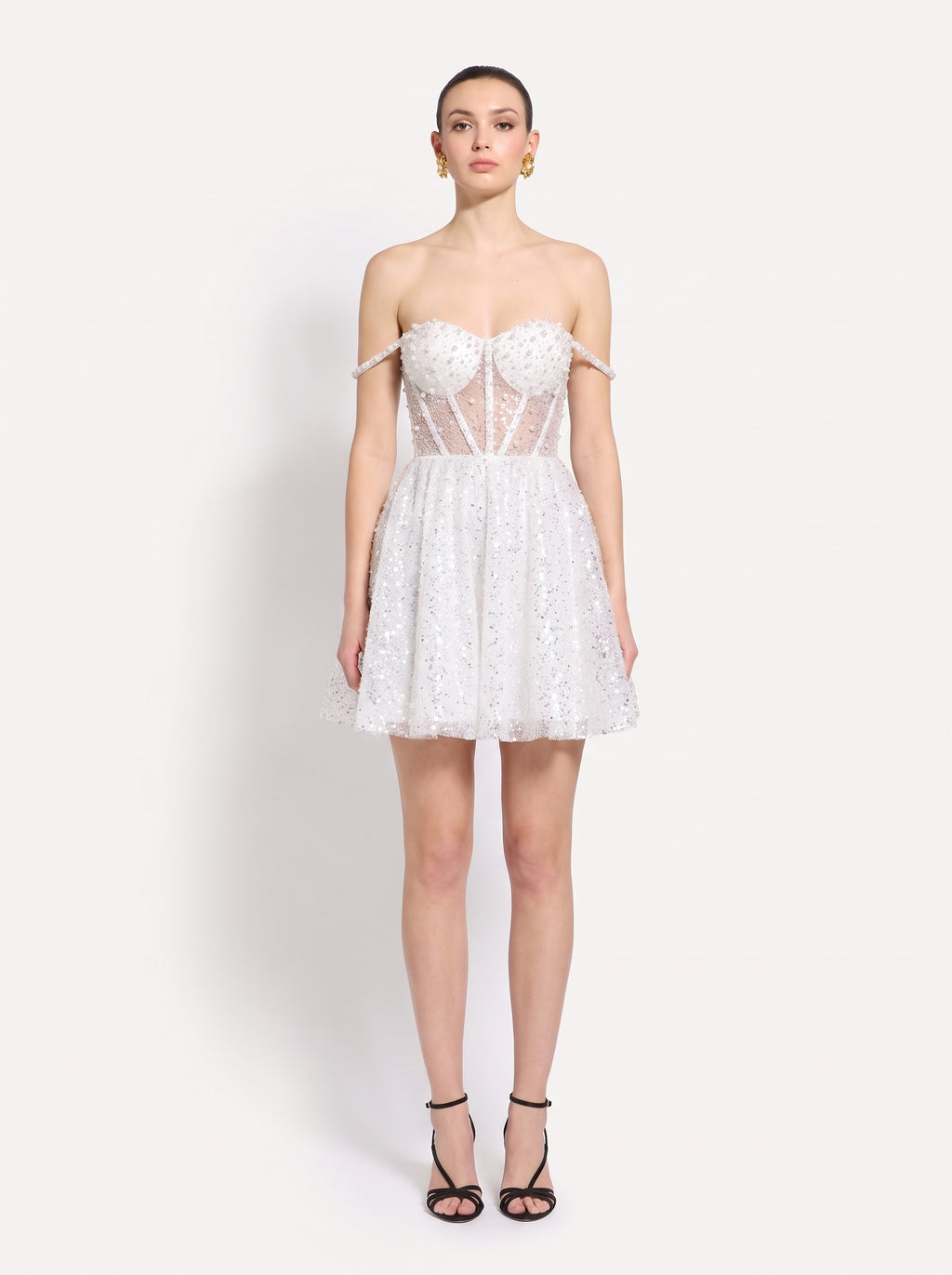 Elodie Sequin Off-Shoulder Mini Dress, front view