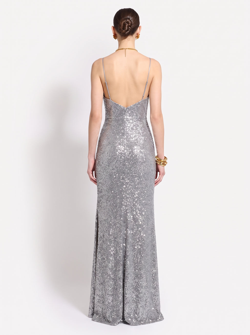 Imogen Silver Sparkle Cami Dress, back view