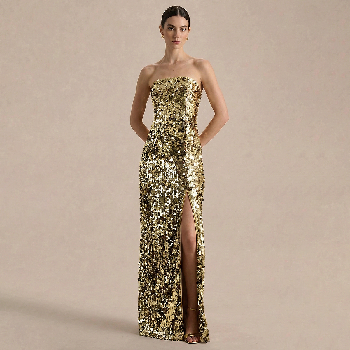 Juliette Large Sequined Strapless Ball Gown — detail view