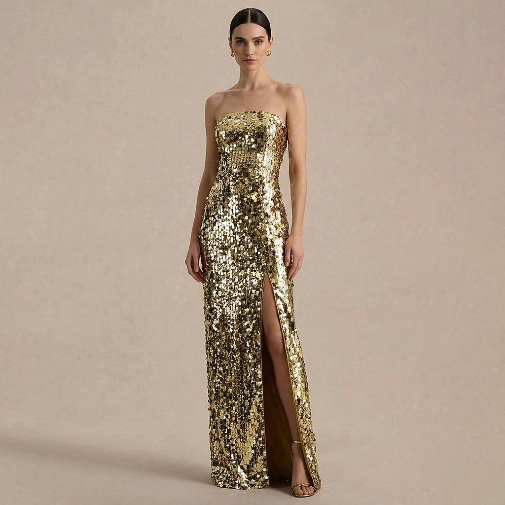 Juliette Large Sequined Strapless Ball Gown — front view