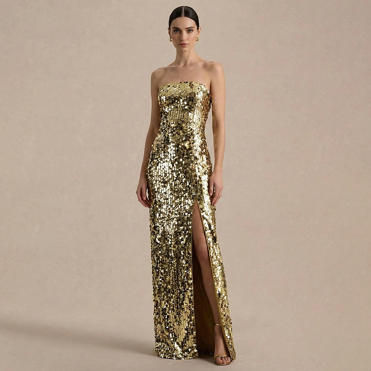 Juliette Large Sequined Strapless Ball Gown — front view