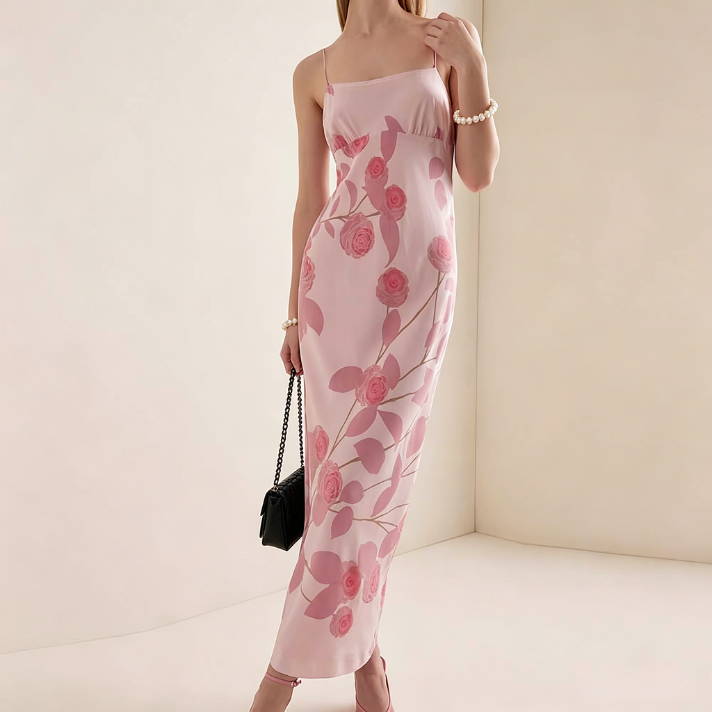 Liora Floral Silk Cowl Neck Maxi Dress — front view