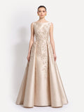 Marielle Floral Embroidered Satin Gown, front view