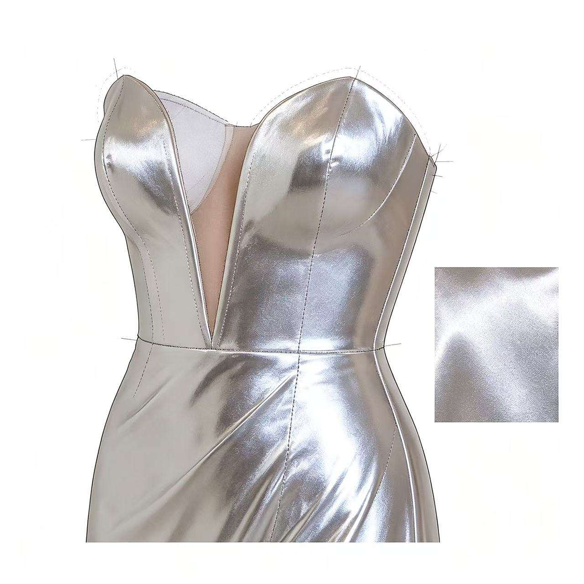 Giselle Satin Mermaid Evening Gown — bodice detail