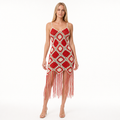 Marisol Geometric Crochet Tassel Dress — front view