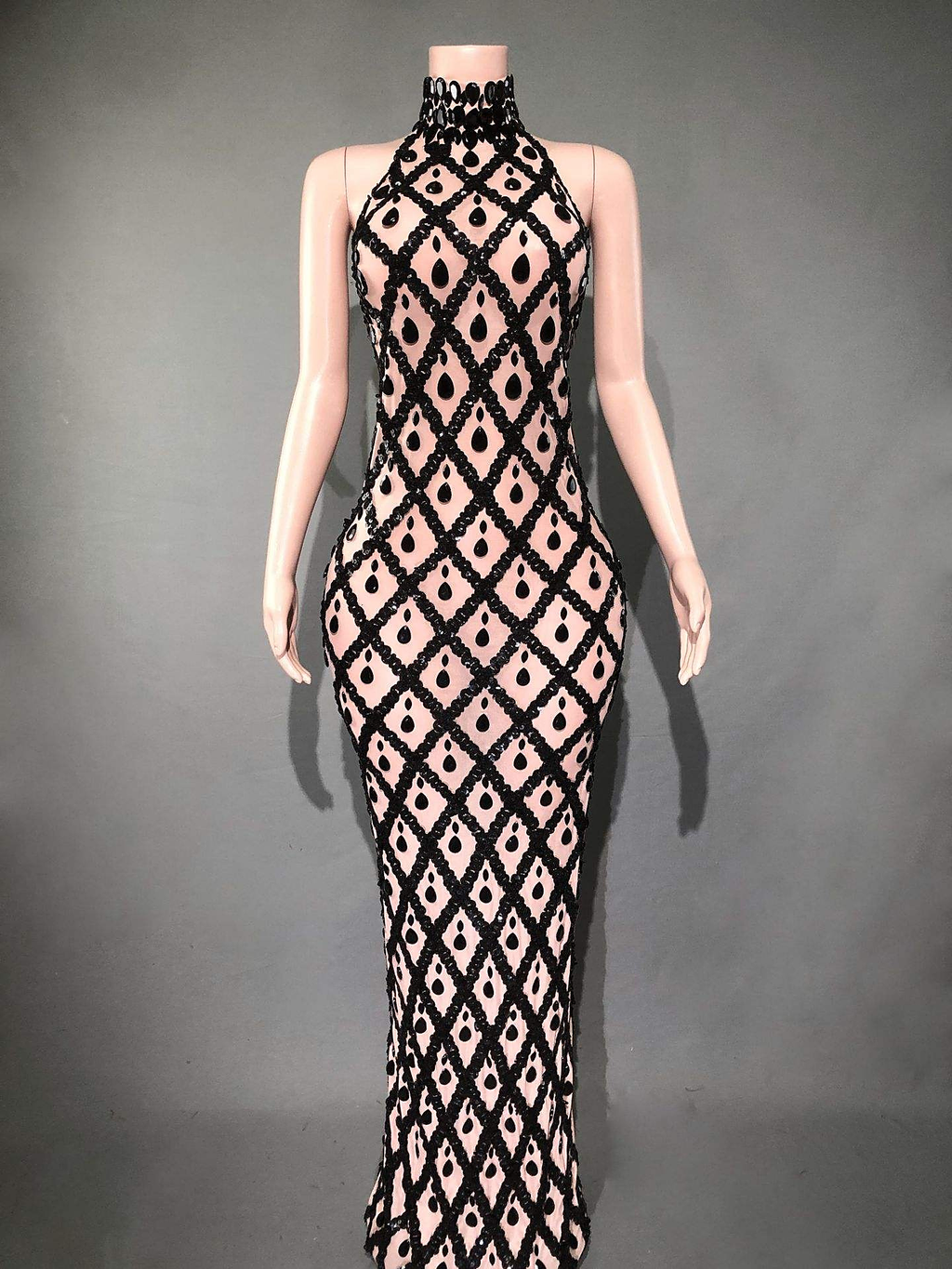 Nerissa Diamond Crystal Bodycon Gown — front view