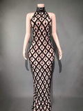 Nerissa Diamond Crystal Bodycon Gown — front view