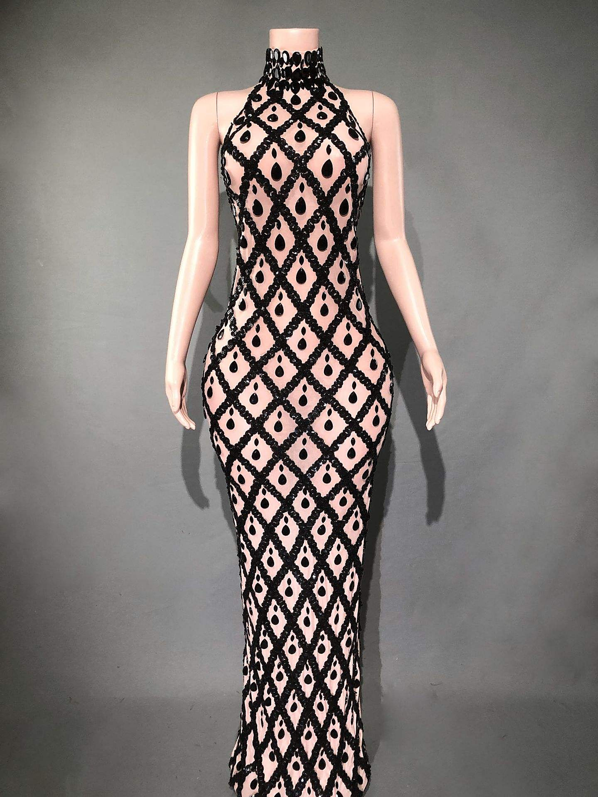 Nerissa Diamond Crystal Bodycon Gown — front view