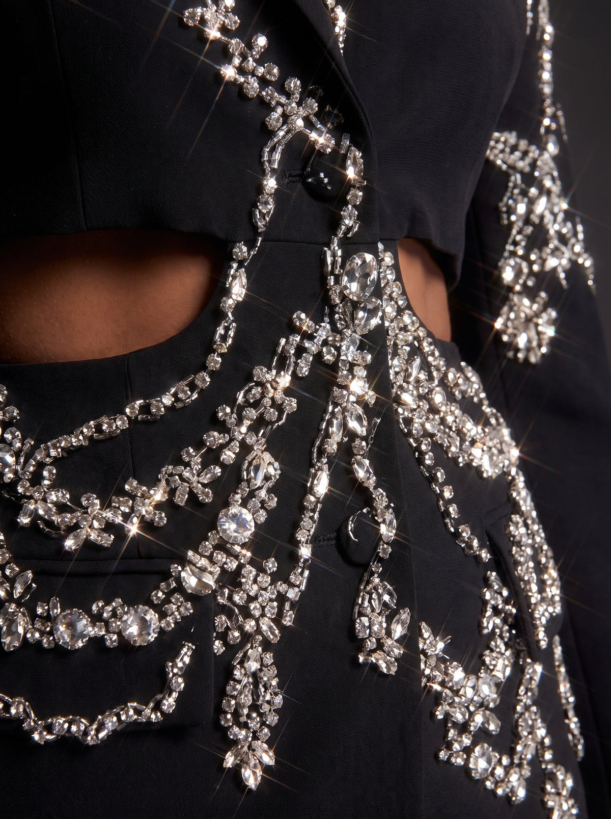 Noir Celeste jacket, crystal embroidery detail