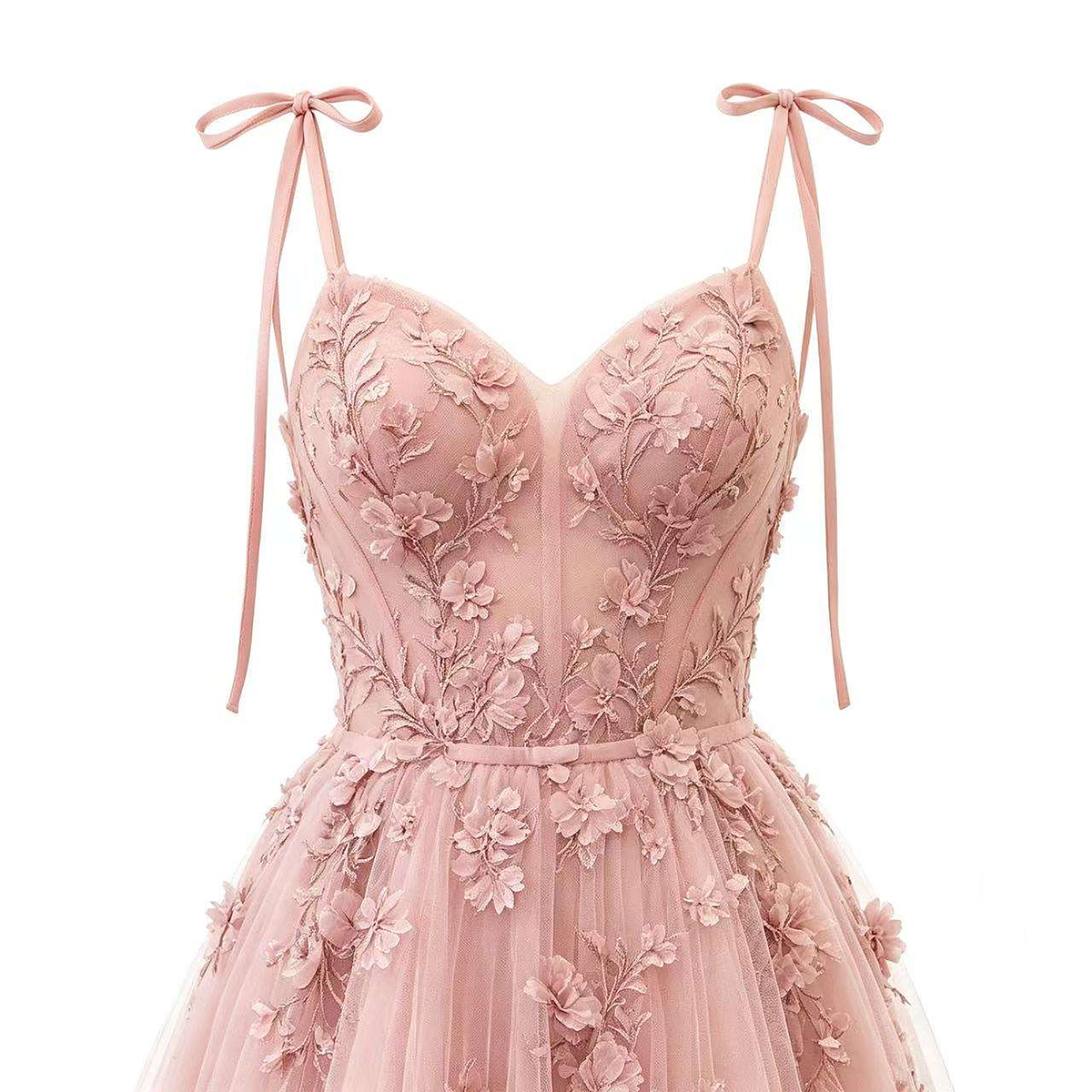 Rosalie Floral Tulle A-Line Gown — bodice detail
