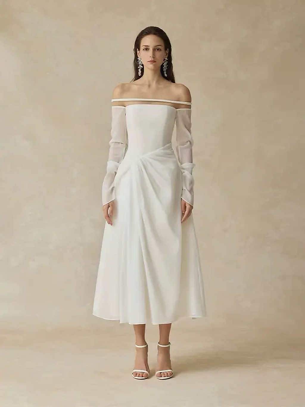 Elowen Off-Shoulder A-Line Gown — front view