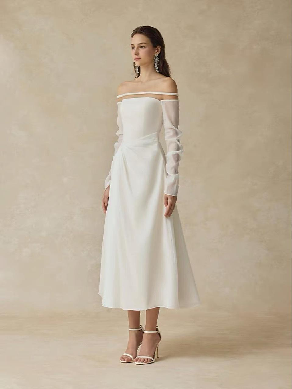 Elowen Off-Shoulder A-Line Gown — side view
