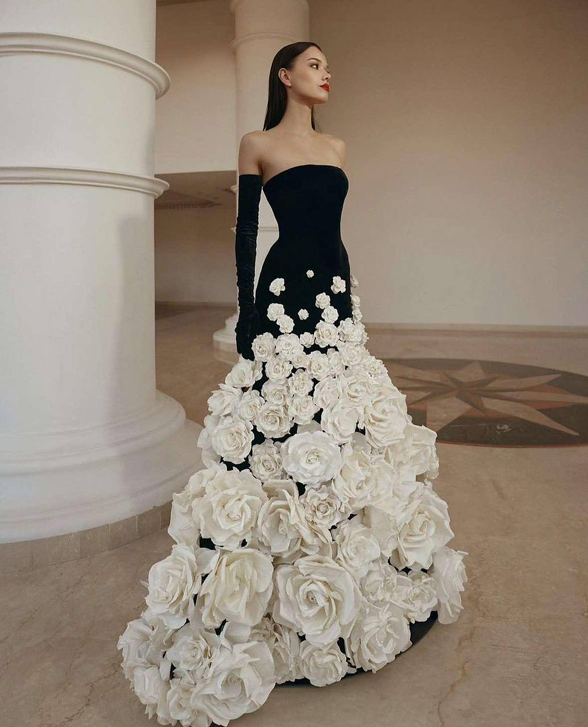 Valentina Floral Appliqué Lace Mermaid Gown — detail view