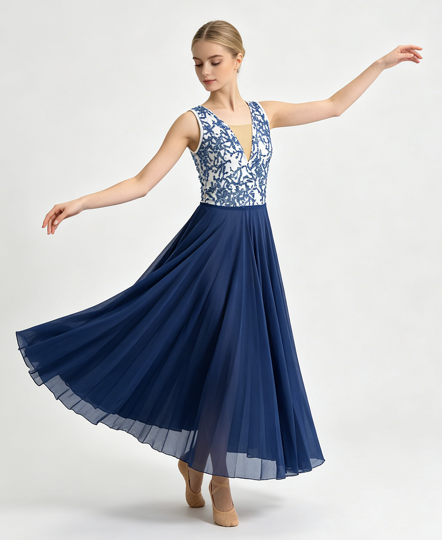 Odette Blue Stage Dance Dress — front view